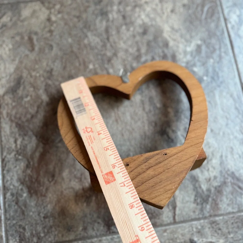 Vintage Wooden Heart Wall Shelf Small Floating Display Brown Rustic Home Decor